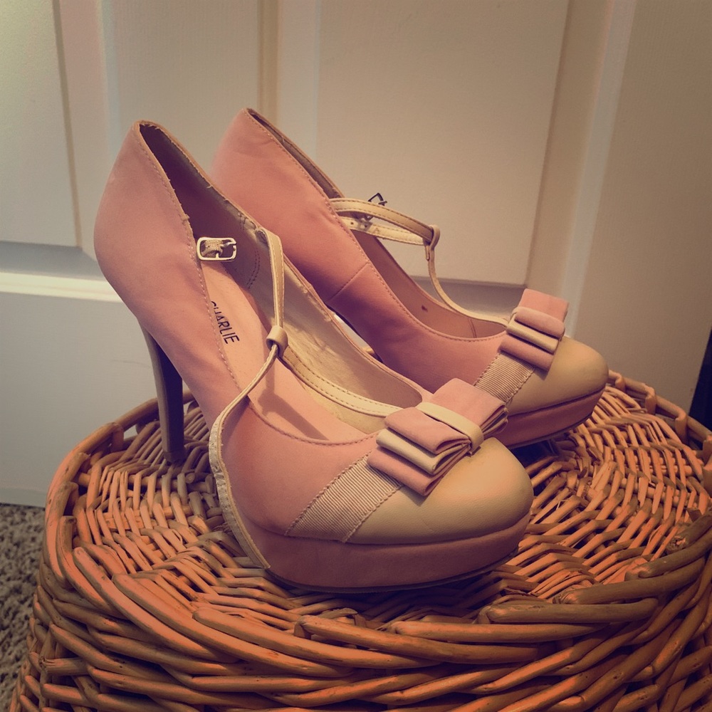Charming Charlie pink bow heels